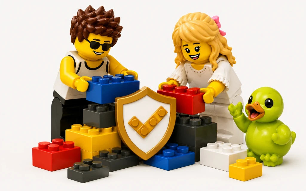 LEGO® parts and the Fair Play symbol